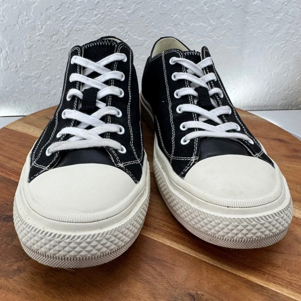 CHAMARIPA Black Canvas‎ Platform Sneakers Women EU 40 US 9 Cream Toe Cap